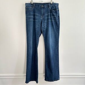 Disney Mickey Embroidered Bootcut Jeans in Dark Wash Blue size 12 Stretch Denim